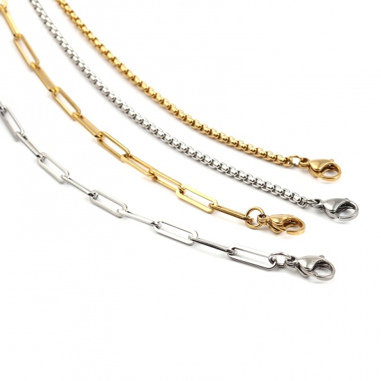 Immagine di 1 Pz Placcatura Sottovuoto 304 Acciaio Inossidabile Elegante Collana con Cordino Lariat con Maschera Facciale e Occhiali Oro Placcato Quadrato 54.5cm Lunghezza