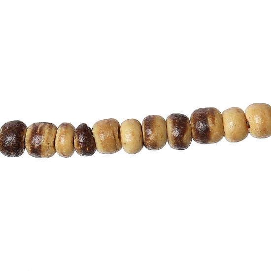 Immagine di Guscio di Cocco Separatori Perline Tondo Naturale Circa 4mm Dia, Foro: Circa 1mm, lunghezza:39.2cm 5 Fili （Circa140 Pezzi/Treccia)