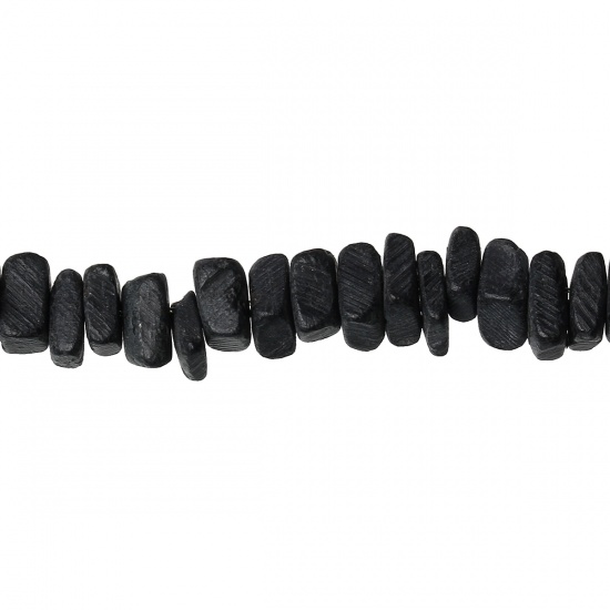 Immagine di Guscio di Cocco Separatori Perline Irregolare Nero Circa 9mm x 7mm - 7mm x 6mm, Foro: Circa 1mm, lunghezza:40cm 2 Fili （Circa112 Pezzi/Treccia)