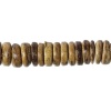 Immagine di Guscio di Cocco Separatori Perline Cilindrico Caffè Chiaro Circa 10mm Dia, Foro: Circa 1mm, lunghezza:40.7cm 3 Fili （Circa118 Pezzi/Treccia)