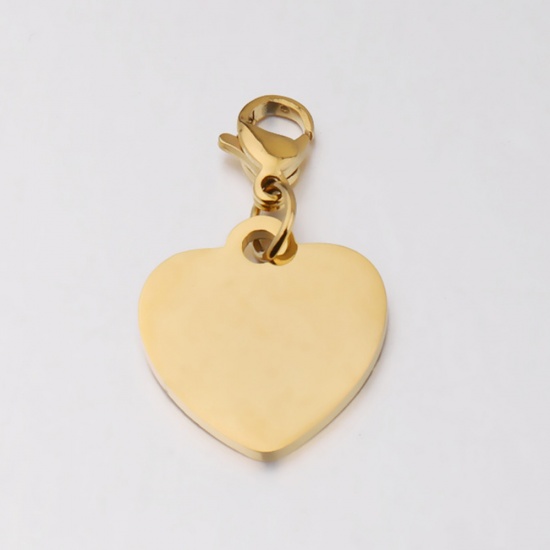 Picture of Stainless Steel Blank Stamping Tags Keychain & Keyring Gold Plated Heart One-sided Polishing 1 Piece