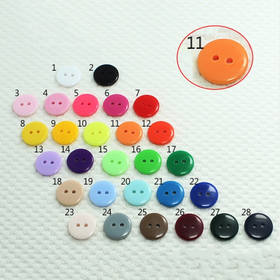 Picture of Resin Sewing Buttons Scrapbooking 2 Holes Round Orange 9mm Dia, 100 PCs