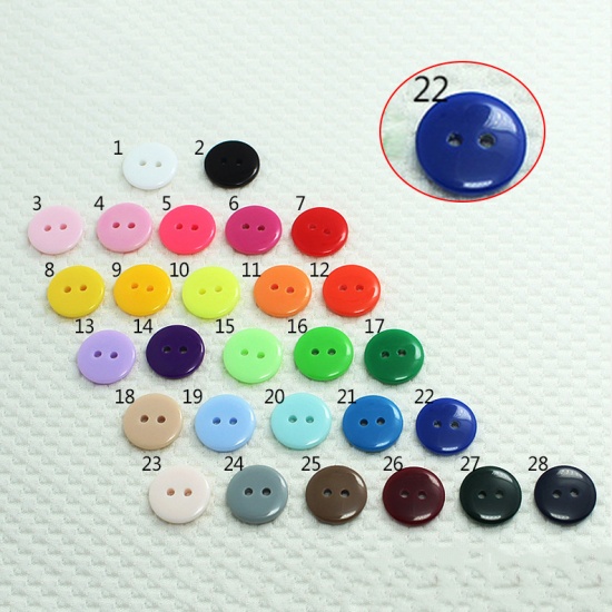 Picture of Resin Sewing Buttons Scrapbooking 2 Holes Round Dark Blue 9mm Dia, 100 PCs