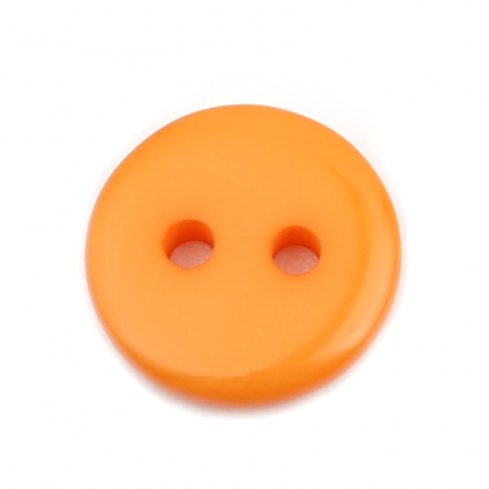 Picture of Resin Sewing Buttons Scrapbooking 2 Holes Round Orange 10mm Dia, 100 PCs