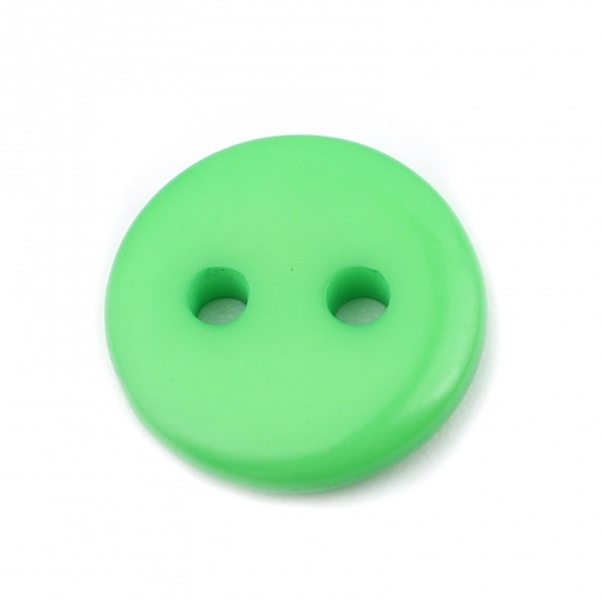 Picture of Resin Sewing Buttons Scrapbooking 2 Holes Round Grass Green 10mm Dia, 100 PCs