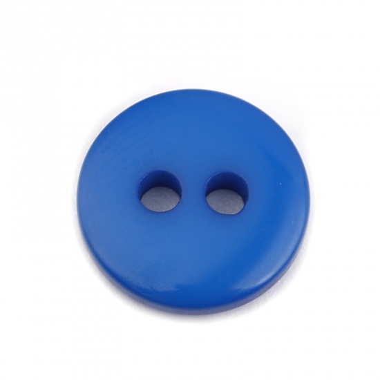 Picture of Resin Sewing Buttons Scrapbooking 2 Holes Round Royal Blue 10mm Dia, 100 PCs