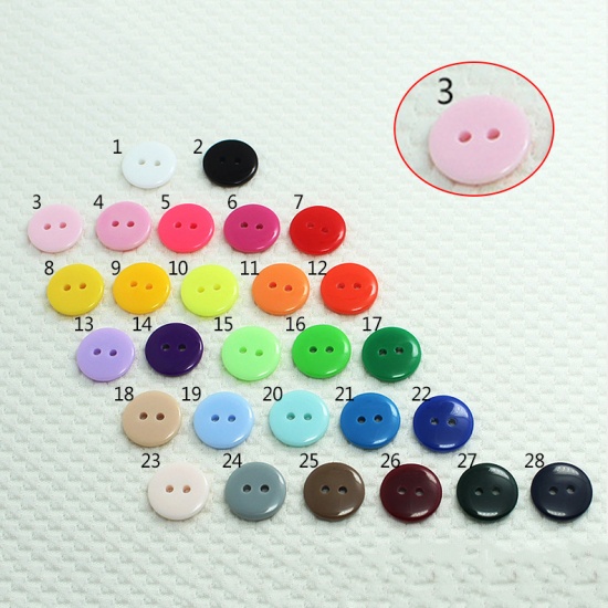 Picture of Resin Sewing Buttons Scrapbooking 2 Holes Round Light Pink 11.5mm Dia, 100 PCs