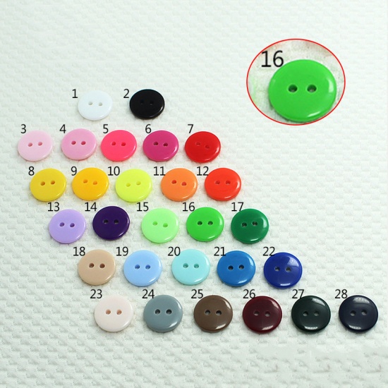 Picture of Resin Sewing Buttons Scrapbooking 2 Holes Round Grass Green 11.5mm Dia, 100 PCs