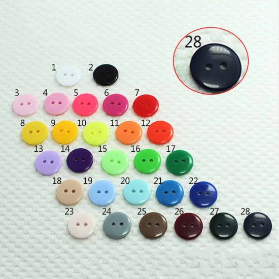 Picture of Resin Sewing Buttons Scrapbooking 2 Holes Round Navy Blue 18mm Dia, 100 PCs