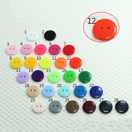 Picture of Resin Sewing Buttons Scrapbooking 2 Holes Round Red 20mm Dia, 100 PCs