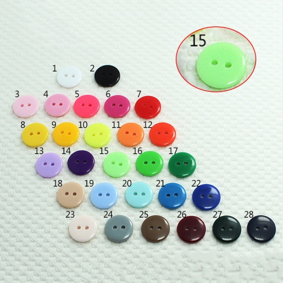 Picture of Resin Sewing Buttons Scrapbooking 2 Holes Round Light Green 20mm Dia, 100 PCs