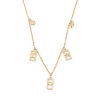 Bild von Stainless Steel & Copper Galaxy Necklace Gold Plated Rectangle Moon Micro Pave Clear Cubic Zirconia 44cm(17 3/8") long, 1 Piece