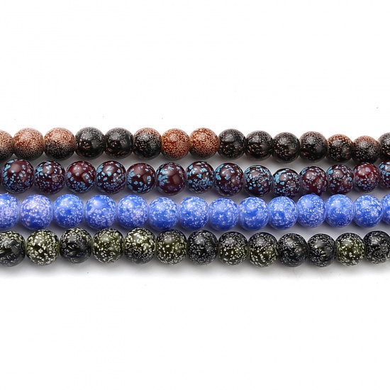 Glass Beads Round Dark Purple About 8mm Dia, Hole: Approx 1.2mm, 75cm(29 4/8") long, 2 Strands (Approx 105 PCs/Strand) の画像