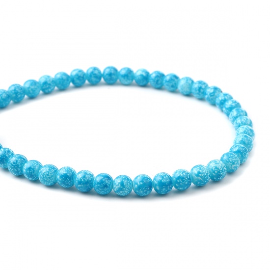 Bild von Glass Beads Round Skyblue About 8mm Dia, Hole: Approx 1.2mm, 75cm(29 4/8") long, 2 Strands (Approx 105 PCs/Strand)
