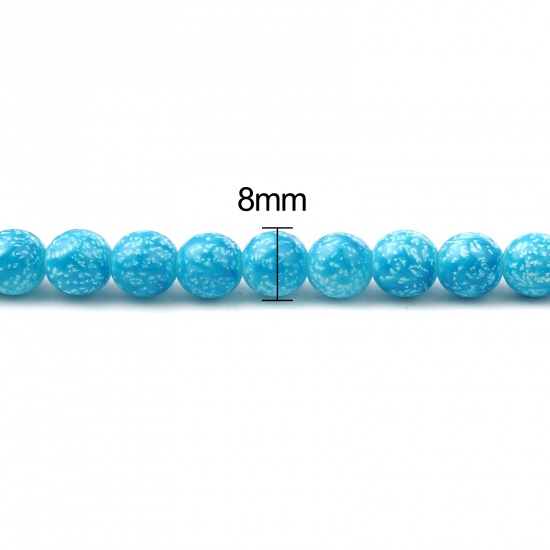 Glass Beads Round Skyblue About 8mm Dia, Hole: Approx 1.2mm, 75cm(29 4/8") long, 2 Strands (Approx 105 PCs/Strand) の画像