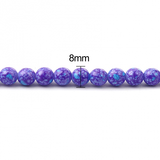 Picture of Glass Beads Round Blue Violet About 8mm Dia, Hole: Approx 1.2mm, 75cm(29 4/8") long, 2 Strands (Approx 105 PCs/Strand)