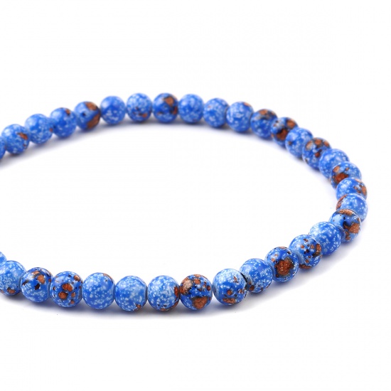Picture of Glass Beads Round Blue About 8mm Dia, Hole: Approx 1.2mm, 75cm(29 4/8") long, 2 Strands (Approx 105 PCs/Strand)