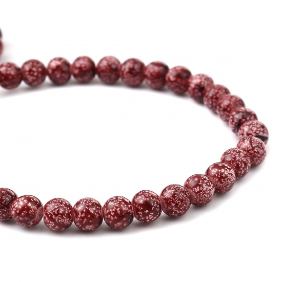 Picture of Glass Beads Round Wine Red About 8mm Dia, Hole: Approx 1.2mm, 75cm(29 4/8") long, 2 Strands (Approx 105 PCs/Strand)