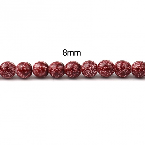 Glass Beads Round Wine Red About 8mm Dia, Hole: Approx 1.2mm, 75cm(29 4/8") long, 2 Strands (Approx 105 PCs/Strand) の画像