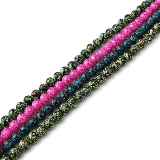 Glass Beads Round Fuchsia About 8mm Dia, Hole: Approx 1.2mm, 75cm(29 4/8") long, 2 Strands (Approx 105 PCs/Strand) の画像