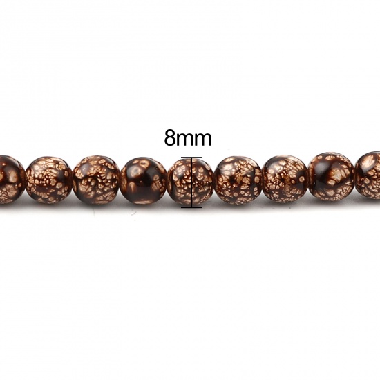 Picture of Glass Beads Round Coffee About 8mm Dia, Hole: Approx 1.2mm, 75cm(29 4/8") long, 2 Strands (Approx 105 PCs/Strand)