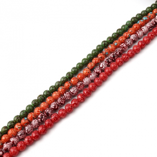 Picture of Glass Beads Round Dark Red About 8mm Dia, Hole: Approx 1.2mm, 75cm(29 4/8") long, 2 Strands (Approx 105 PCs/Strand)