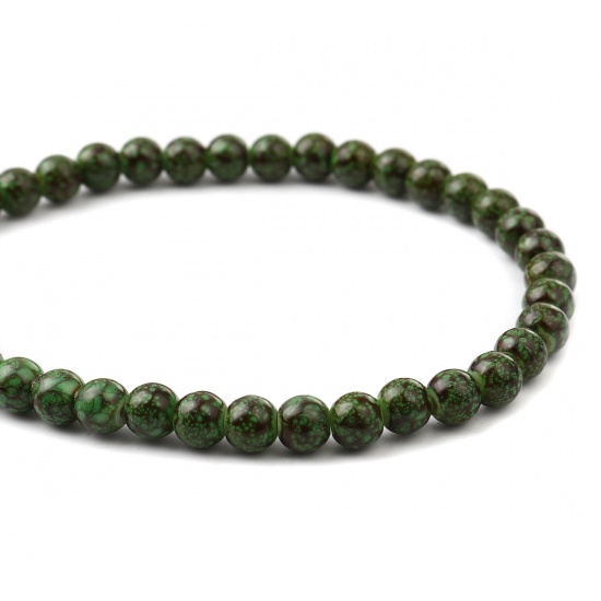 Picture of Glass Beads Round Green & Brown About 8mm Dia, Hole: Approx 1.2mm, 75cm(29 4/8") long, 2 Strands (Approx 105 PCs/Strand)