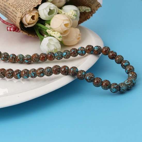 Picture of Glass Beads Round Brown About 8mm Dia, Hole: Approx 1.2mm, 75cm(29 4/8") long, 2 Strands (Approx 105 PCs/Strand)