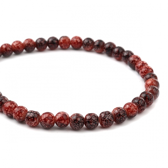 Immagine di Glass Beads Round Dark Orange-red About 8mm Dia, Hole: Approx 1.2mm, 75cm(29 4/8") long, 2 Strands (Approx 105 PCs/Strand)