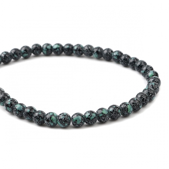 Picture of Glass Beads Round Black About 8mm Dia, Hole: Approx 1.2mm, 75cm(29 4/8") long, 2 Strands (Approx 105 PCs/Strand)