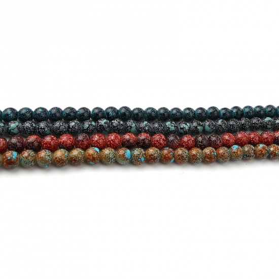 Picture of Glass Beads Round Black About 8mm Dia, Hole: Approx 1.2mm, 75cm(29 4/8") long, 2 Strands (Approx 105 PCs/Strand)