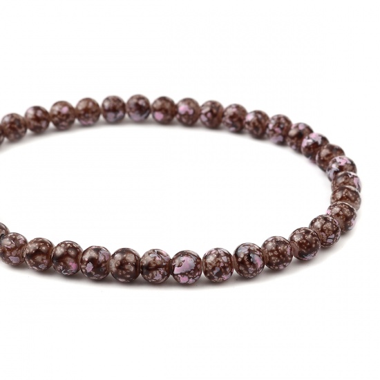 Imagen de Glass Beads Round Brown About 8mm Dia, Hole: Approx 1.2mm, 75cm(29 4/8") long, 2 Strands (Approx 105 PCs/Strand)