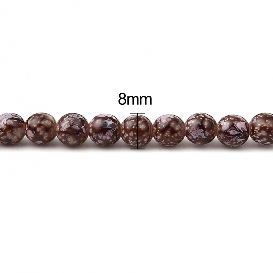 Picture of Glass Beads Round Brown About 8mm Dia, Hole: Approx 1.2mm, 75cm(29 4/8") long, 2 Strands (Approx 105 PCs/Strand)