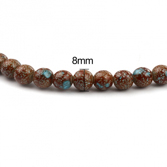 Glass Beads Round Brown About 8mm Dia, Hole: Approx 1.2mm, 75cm(29 4/8") long, 2 Strands (Approx 105 PCs/Strand) の画像