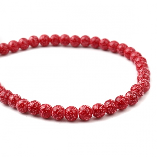 Picture of Glass Beads Round Red About 8mm Dia, Hole: Approx 1.2mm, 75cm(29 4/8") long, 2 Strands (Approx 105 PCs/Strand)