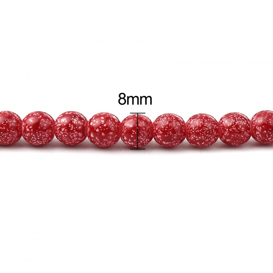Picture of Glass Beads Round Red About 8mm Dia, Hole: Approx 1.2mm, 75cm(29 4/8") long, 2 Strands (Approx 105 PCs/Strand)
