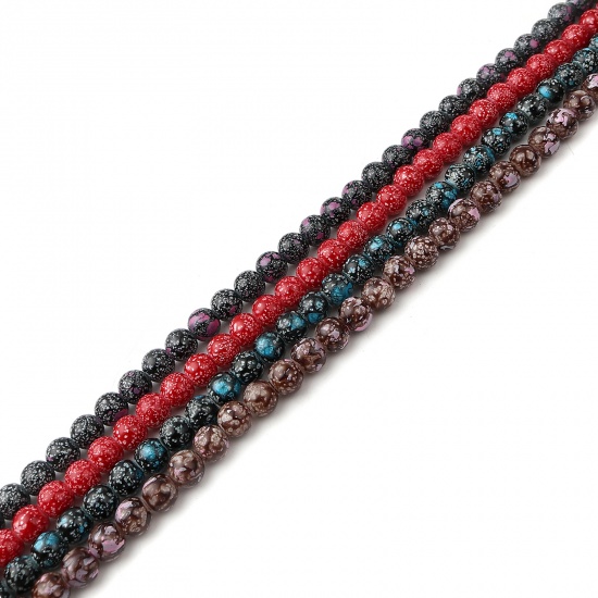 Glass Beads Round Red About 8mm Dia, Hole: Approx 1.2mm, 75cm(29 4/8") long, 2 Strands (Approx 105 PCs/Strand) の画像