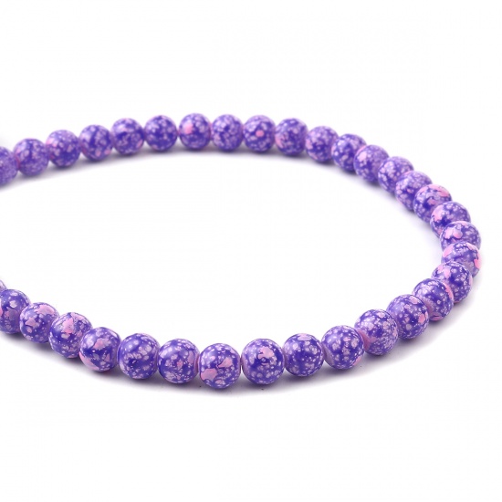 Изображение Glass Beads Round Pink & Purple About 8mm Dia, Hole: Approx 1.2mm, 75cm(29 4/8") long, 2 Strands (Approx 105 PCs/Strand)