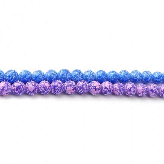 Picture of Glass Beads Round Pink & Purple About 8mm Dia, Hole: Approx 1.2mm, 75cm(29 4/8") long, 2 Strands (Approx 105 PCs/Strand)