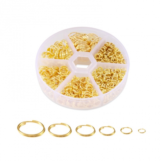 Immagine di Iron Based Alloy Double Split Jump Rings Findings Set Gold Plated Circle 12mm Dia. - 4mm Dia., 1 Box
