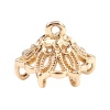 Picture of Brass Beads Caps Flower Gold Plated Filigree (Fit Beads Size: 12mm Dia.) 11mm x 8mm, 10 PCs                                                                                                                                                                   