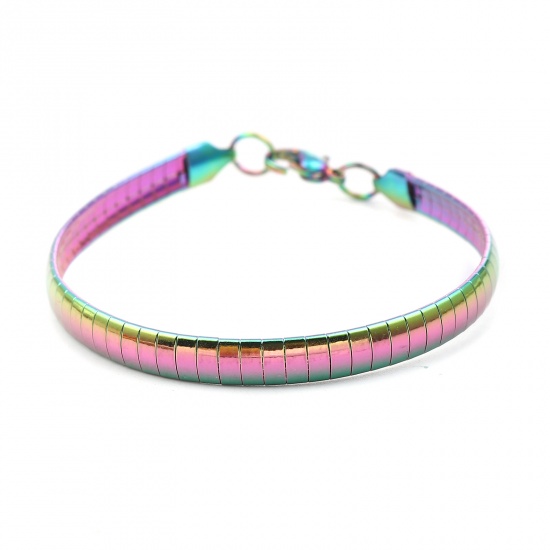 Picture of 304 Stainless Steel Bracelets Multicolor Rectangle 19cm(7 4/8") long, 1 Piece