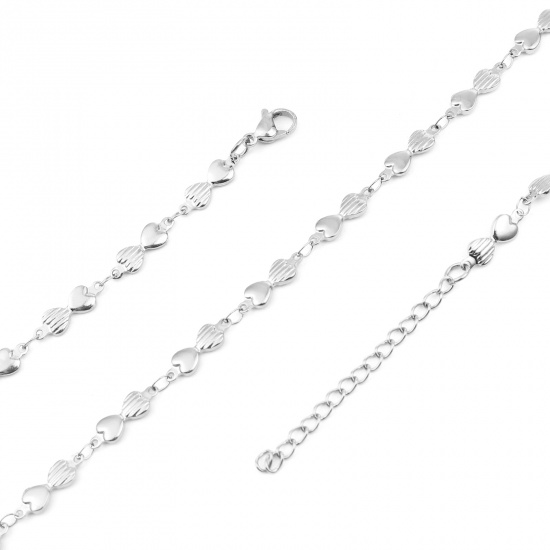 Immagine di 304 Stainless Steel Necklace Heart Silver Tone 45cm(17 6/8") long, 1 Piece