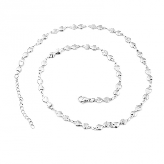 Immagine di 304 Stainless Steel Necklace Heart Silver Tone 45cm(17 6/8") long, 1 Piece