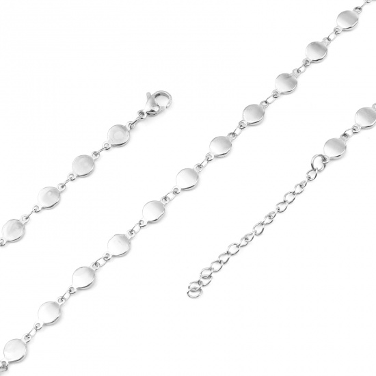 Immagine di 304 Stainless Steel Necklace Round Silver Tone 45cm(17 6/8") long, 1 Piece