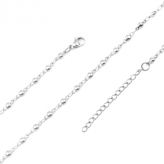 Immagine di 304 Stainless Steel Necklace Round Silver Tone 45cm(17 6/8") long, 1 Piece