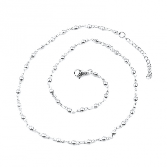 Immagine di 304 Stainless Steel Necklace Round Silver Tone 45cm(17 6/8") long, 1 Piece