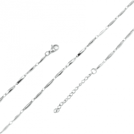 Immagine di 304 Stainless Steel Necklace Rectangle Silver Tone 45cm(17 6/8") long, 1 Piece