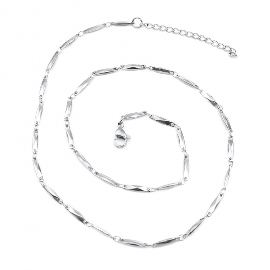 Immagine di 304 Stainless Steel Necklace Rectangle Silver Tone 45cm(17 6/8") long, 1 Piece