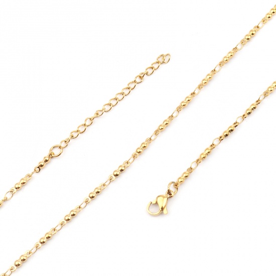 Picture of 304 Stainless Steel Necklace Peanut Gold Plated 45cm(17 6/8") long, 1 Piece
